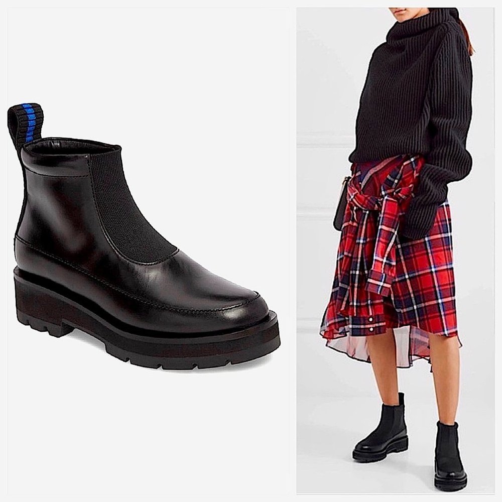 NWT 3.1 Phillip Lim Avril Lugsole Leather Chelsea Boots in Black